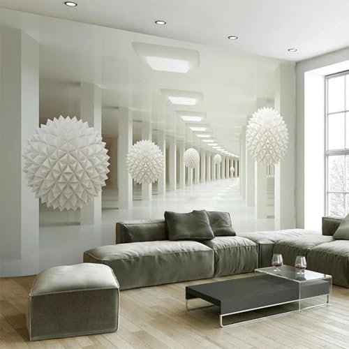 MIXUEXUNLU Modern 3D Three-Dimensional Abstract Space White Sphere Mural Wallpaper Office Living Room TV Sofa Wall Decoration