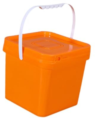perfk Square Bucket All Purpose Pail with Handle and Lid Food Storage Container for House Cleaning Outdoor Picnics Construction, 5L 20x20x18.6cm