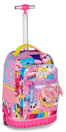 Mitama Trolley, 2 in 1, Schulranzen mit Rollen, Rucksack mit Trolleyfunktion für Kinder, ab 1. Klasse, für Schule, Reisen, Schulanfänger, Mehrfarbig