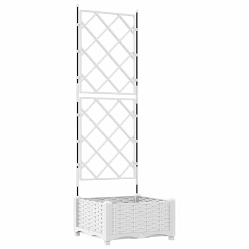 vidaXL Pflanzkasten mit Rankgitter Weiß 40x40x125,5 cm
