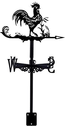 Girouette décorative en forme de coq pour jardin avec piquet en acier inoxydable - Indicateur de direction pour extérieur - Scène de ferme, cour, jardin, tonnelle