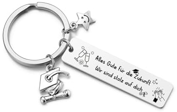 Zysta Bachelor Geschenk Abschluss Schlüsselanhänger mit Stern & Bachelor Hut Inspirierend Glücksbringer Keychain für Studenten & Absolventen