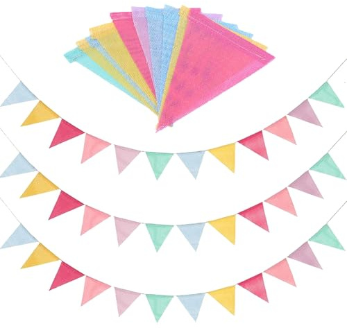 36 pastel bunting Banner,fabric Flags Banner,Christmas Party Decoration for Xmas,outdoor,garden,birthday party decorations,Multicolour Triangle Burlap for Wedding Home Festival Deco
