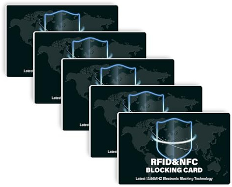 DEEZOMO RFID Blocking Card Set - Contactless NFC Protection for Credit Cards, Debit Passports, Ultra-Slim Design for Effortless Wallet/Purse Storage - 5