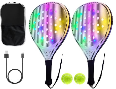 Tennisschläger - USB Luminous Beach Paddel Set - Mit 2 Bällen Für Erwachsene Und Kinder Für Outdoor Sport Und Tägliches Training