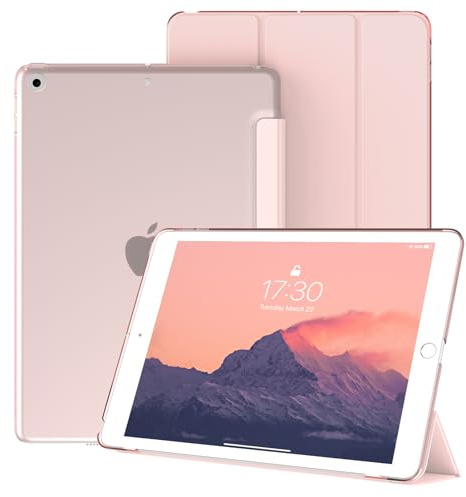 BQDIYOO Hülle für iPad 9 8 7 Generation 10,2 Zoll, Modell 2021 2020 2019, Auto Schlafen Wachen Case Ultradünne Schutzhülle aus TPU mit Standfunktion, Rosa