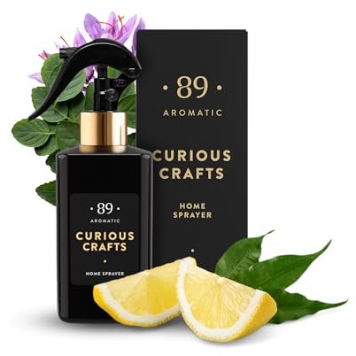 Aromatisk • 89 • Rumsspray 300 ml citron, saffran och patchouli – långvarig doftspray och luftfräschare för hem, sovrum och badrum – neutraliserar lukt, fräsch och avslappnande rumsparfym