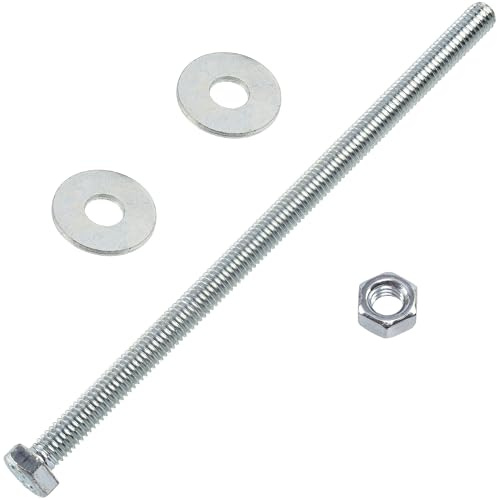 AERZETIX - Kit di 10 bulloni M6x120mm con testa esagonale + 20 rondelle larghe M6x18mm + 10 dadi esagonali M6 per fai da te e fissaggio leggero | in acciaio