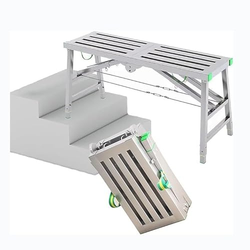LWJSOCP Plataforma de Trabajo con Escalera de andamio multifunción para un fácil Acceso y un Trabajo cómodo. Escalera de Mano Resistente, Plataforma de andamio, Taburete Ideal para Trabajo