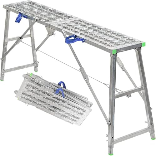 Plataforma De Trabajo Andamio Multiusos Torre Escalera Taburete Banco,Plataforma De Trabajo Plegable Portátil,Equipo De Andamio para Lavar Vehículos, Limpiar Ventanas, Decoración, 160cm