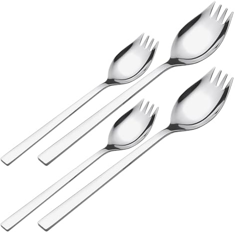 NOLITOY Tenedores para Ensalada de Acero Inoxidable Mango Largo 4 Piezas 2 Grandes 2 Medianos Utensilios Reutilizables para Postres de Frutas y Aperitivos Ideales para Cocina y