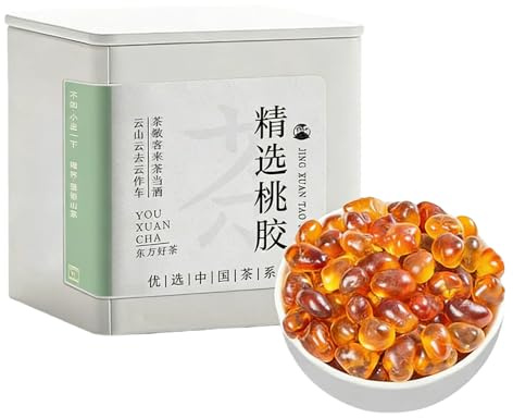 200g Taojiao Körner - Premium Natürliches Peach Gum, Koffeinfrei & Ohne Zusatzstoffe, Verschlossene Dose zur Frischeerhaltung, Für Desserts, Smoothies und Haferbrei