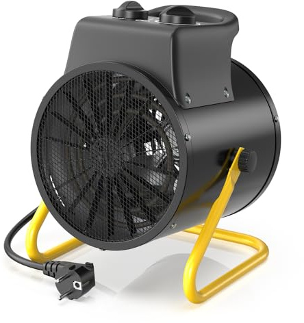 DAHTEC Calefactor Electrico 3000W de Aire Caliente - ECO Bajo Consumo - con Ajuste de ángulo de 0 a 25°, Termostato y Protección Contra Sobrecalentamiento - Apto para Hogares, Tallers