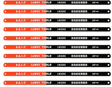 10 Pcs Hacksaw Blades 300mm, 24 TPI High Carbon Steel Cutting Saw Blades, Durable Replacement Blades for Hacksaw Frame