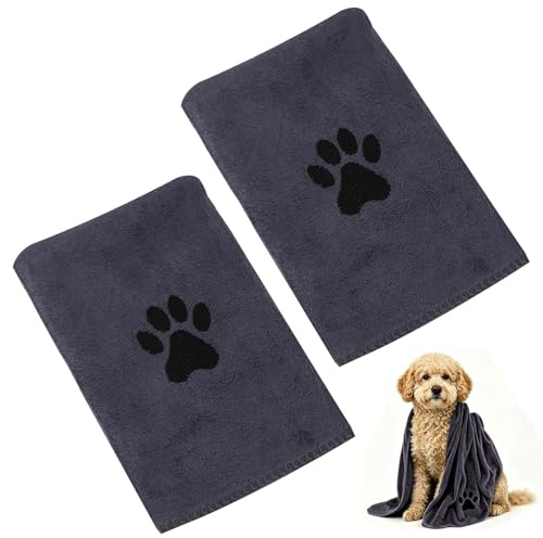 CQZYSM Lot de 2 Serviettes pour Chien Chien en Microfibre Super absorbante pour Chiens et Chats, Accessoire pour Chien Doux et Durable, séchage Rapide, Protection canapé, 75 x 35 cm, Facile Nettoyer