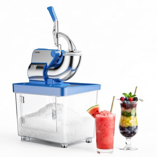 GarveeLife Trituradora de Hielo 300W Acero Doble Cuchilla 300kg/h Azul | Trituradora de hielo 300W 300kg/h, acero inoxidable doble cuchilla para granizado rápido, ideal para bar y el hogar, azul.