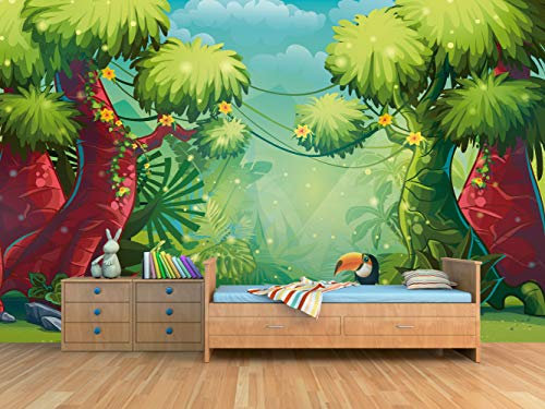 Fotomural Vinilo para Pared Selva Tropical | Fotomural para Paredes | Mural | Vinilo Decorativo | Varias Medidas 400 x 300 cm | Decoración Habitaciones | Infantiles