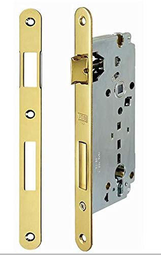 Serratura da incasso con scrocco e catenaccio AGB SIC 2.0 finitura ottone Interasse 85 mm Frontale da 22 mm con bordo tondo Entrata 30 mm Scrocco reversibile