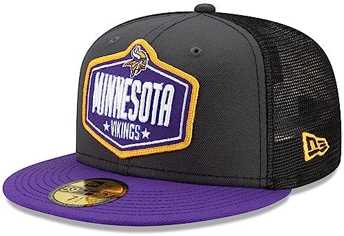 New Era 59Fifty NFL Draft21 Vikings KepsEra Herrar - flat brim hatt basebollkeps fitted cap Sluten på baksidan, med skärm Sommar-Vinter Vår Sommar Höst Vinter - 7 1/4 (57,7 cm) antracit