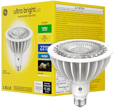 GE Ultra Bright LED Light Bulbs, 250 Watt, Daylight, PAR38 Floodlights