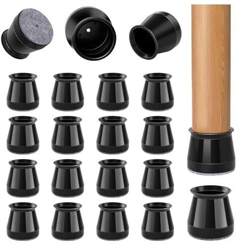 32 Stück Stuhlbeinkappen mit Filz, Rund Stuhlbeinschoner, Schutzkappen für Stuhlbeine, Bodenschutz Stuhlbeine Für Hartholzböden Fliesen, Schwarz (Fit 23-32.9mm)