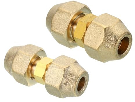 PATIKIL Ensemble de Connecteurs de Joint D'Extension de Tuyau, 2 Pièces de Raccord de Tuyau en Cuivre Sans Soudure avec Écrous à Bride pour Tuyau en Cuivre de Diamètre 1/4 et 3/8