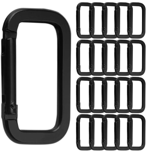 LdawyDE 20 karbinhakar 5 cm liten fyrkantig karbinhake aluminiumlegering nyckelkarbinhake för nyckelring, camping, fiske, gunga och vandringstillbehör
