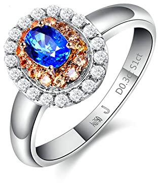Epinki Diamantring Weißgold 18 Karat 750, Echter Schmuck Freundschaftsringe Trauringe Partnerringe Saphir 1ct Klassischer Ringe mit Diamant Gr.47 (15.0)