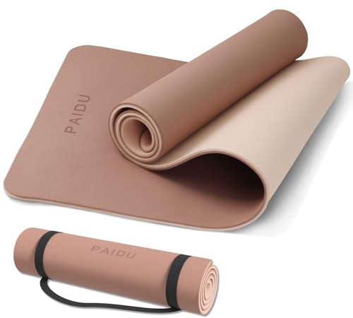 PAIDU Yoga Mat Non Slip Anti-tear,extra thick-2/5 inch（10MM）High Resiliency Professional POE Yoga Mats for Women Men Kids,72x24inch,Workout, Yoga, Pilates and Floor Exercise, with Carrier Strap