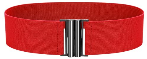 VONMELLI Breiter Elastischer Stretch Gürtel für Damen–Trimmer-Stretchgürtel, Retro Damen Taillengürtel Rot M