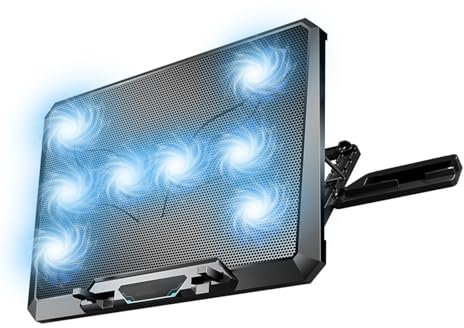 MEAKTSMI Gaming Laptop Cooling Pad Quiet Radiator 8 Fans With Backlit Djustable Notebook Cooling Stand For Laptop 12-18 Inch