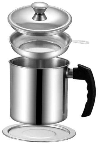 Cabilock Olla Filtrante De Aceite De Acero Inoxidable 304 Recipiente De Grasa Colador Capacidad Grande Diseño Resistente Al Calor Cocina Saludable Adecuado Para Almacenar Aceite De Tocino Incluye Tapa