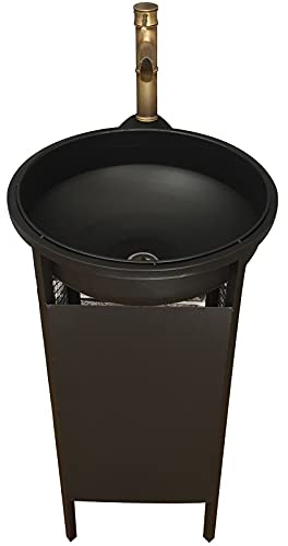 Mobile da bagno in stile industriale, moderno con lavabo con rubinetto e scarico, 46 x 46 x 84,8 cm, in ottone nero senza specchio