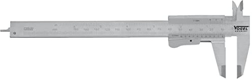 Messschieber DIN 862, ergonomisches Design für Linkshänder, präzise Messung in Millimeter und Zoll, ideal für Mechanik- und Holzbearbeitungsarbeiten.