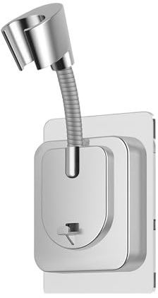 1 PCS Duschkopfhalterung ohne Bohren,Verstellbare Handbrause Halterung mit Silikon-Adapter,Rutschfeste Rostfreie Duschbrause Halterung,Duschstange Ohne Bohren,für Bad, Shower Head Holder, Duschkopf