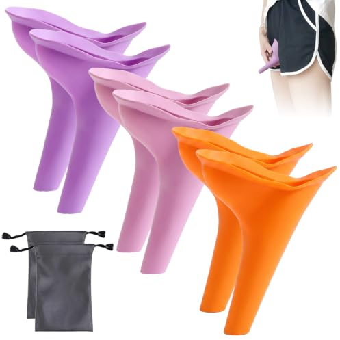 Dmrbiy 6 Stück Urinella Für Frauen, Female Urinal Wiederverwendbar Und Tragbar, Urinierhilfe Mit 2 Aufbewahrungstasche, Silikon Trichter Ideal Für Unterwegs Wie Camping, Reisen, Wandern