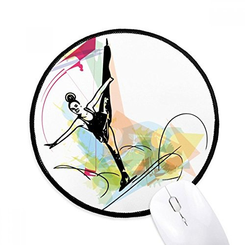 DIYthinker Wintersport Eiskunstlauf Athletinnen Runde Griffige Mousepads Schwarz Titched Kanten Spiel Büro-Geschenk