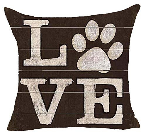 Queen's designer Love Dog Claw Retro Wood Grain Animal Background Cotton Linen Decorative Throw Pillow Case Cushion Cover 18X18 inches