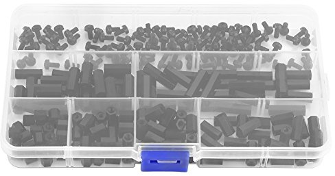 250 Pz Nylon M3 Femmina-Femmina Esagonale Colonna Distanziatore Distanziatore Vite Dado Assortimento Kit PCB Board Accessorio di Riparazione con Scatola di Immagazzinaggio(B)