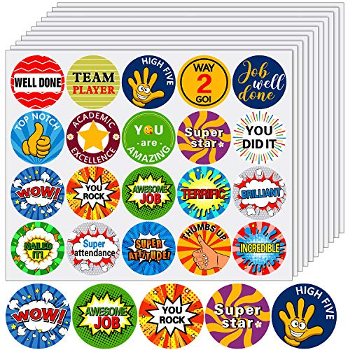 Outus 1000 Stück Lehrer Belohnung Aufkleber Motivationssticker Klassenzimmer Belohnungstafel Kinder Lehrerbedarf Belohnungssticker English Rub on Sticker Lehrer Belobigung Schüler Reward