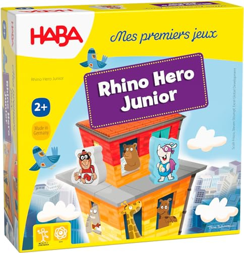 HABA - Meine ersten Spiele – Rhino Hero Junior – 305913 – Klassifikations- und Konstruktionsspiel – ab 2 Jahren