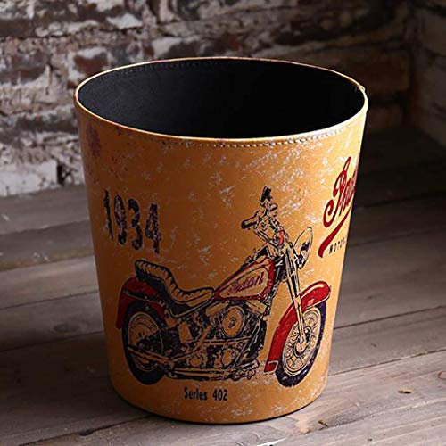 GLP Corbeille à papier vintage rustique décorative, pour chambre à coucher, cuisine, salle de bain, bureau ou poubelle en cuir D 26 x 26 x 26 cm