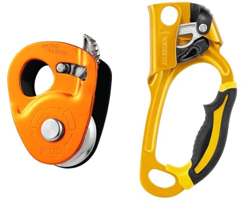 PETZL - Rolle MICRO TRAXION - Unisex, Orange, Einheitsgröße & - Seilklemme Rechts ASCENSION - Unisex, Gelb, Einheitsgröße