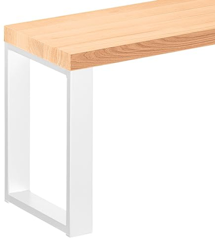 LAMO Manufaktur Sitzbank Esszimmer Holzbank 30x80x47 cm, Möbelfüße Simple Weiss/Natur, LSB-01-A-002-80-9016S