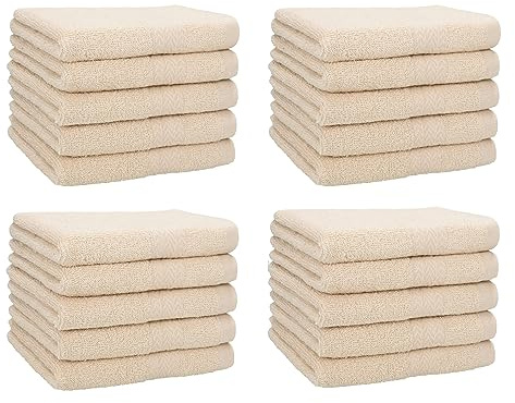 Betz 20 Stück Gästehandtücher Premium 100% Baumwolle Gästetuch-Set 30x50 cm Farbe Sand