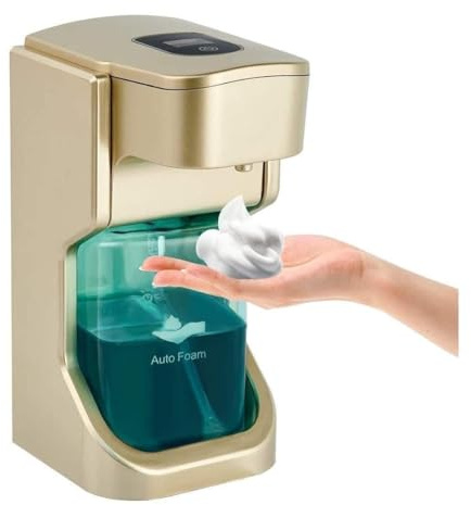 tuzhi Dosatori per Sapone Automatic Soap Dispenser, Automatic schiumatura Touchless 500ml, ABS infrarossi Dispenser Montaggio a Parete Adatto Regolabile for Bagno Cucina Oro
