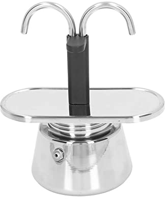Stainless Steel Moka Pot, Moka Set includes Coffee Maker 2-Cup, 100ml Dual Pipe Stainless Steel Durable Food Grade Nonslip Thickened Strainer Widely Used Mocha Pot