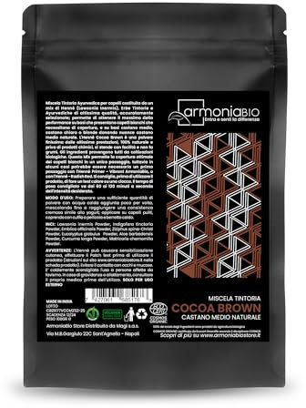 ArmoniaBio Cocoa Brown - Pflanzenhaarfarbe, Natürliche Haarfarbe für mittelbraunes Haar, 100% pflanzlich und vegan, Ecocert Cosmos zertifiziert, 100 g