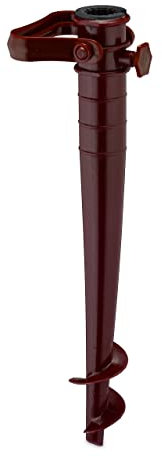 Relaxdays Puntale Reggi Ombrellone, Trivella a Vite, Aste da 19-32 mm, Avvitare con Manico, Spiaggia, Plastica, Marrone