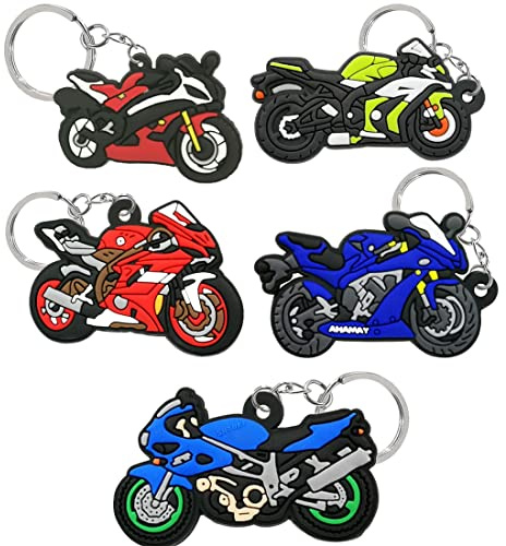 5 Porte-clés Mini en PVC pour Moto - Porte-clés Homme Femme - 3 Panier - Meilleur Cadeau de Bijoux